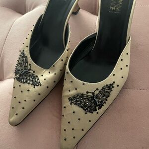 Gianni Versace vintage embellished butterfly satin mules